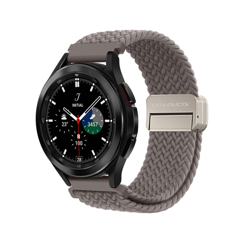 Эластичный ремешок темно-серого цвета (Clay) от Dux Ducis для смарт часов Samsung Galaxy Watch 3, 4, 5, 6 и 7 (размер крепления 20мм), серия Strap (Mixture Pro Series)