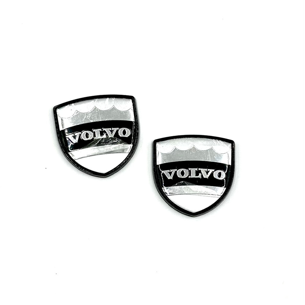 Наклейки Volvo Щит металлические черные объемные (шильдик Вольво щит, 3,5х3,5см). 2шт в комплекте Черные с лого