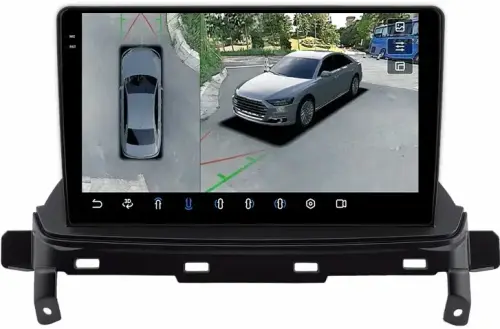 Магнитола для Mitsubishi Eclipse Cross (ШГУ-планшет) - FarCar BX9-360-7763F2 монитор 9.5" 2K QLED на Android 13, Быстрая, CarPlay, 4G SIM-слот, 4 камеры в комплекте