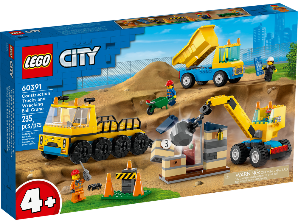 Конструктор Лего Сити Строительные машины и кран с шаром 60391 LEGO City Construction Trucks and Wrecking Ball Crane 4+