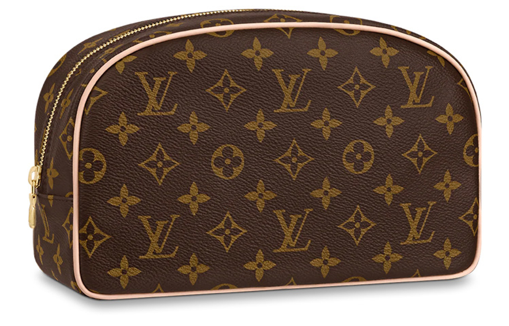 LOUIS VUITTON Pattern Leather Toiletry Bag Men"s Brown