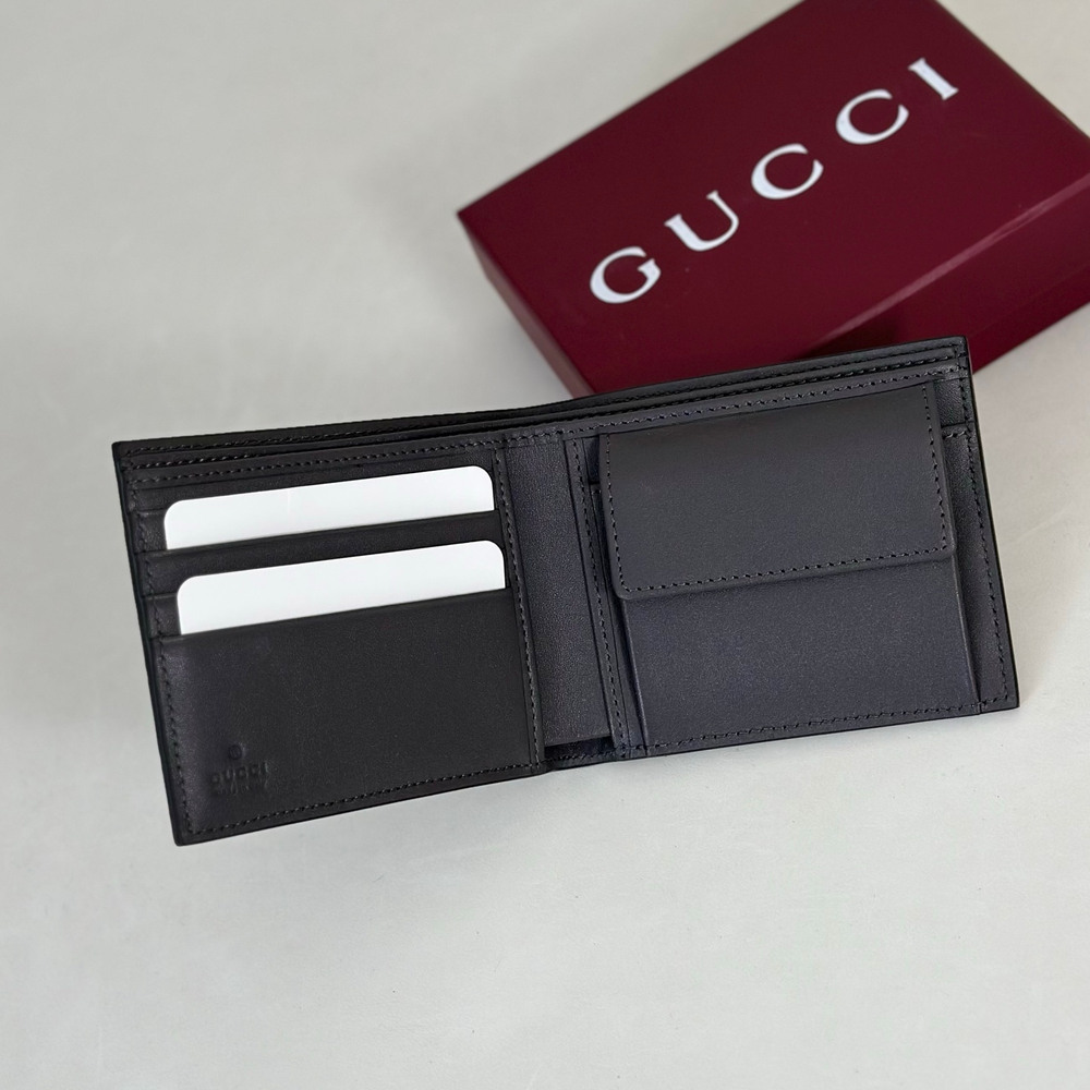 Портмоне Gucci GG Emblem с монетницей — тёмно-серое — фото 4
