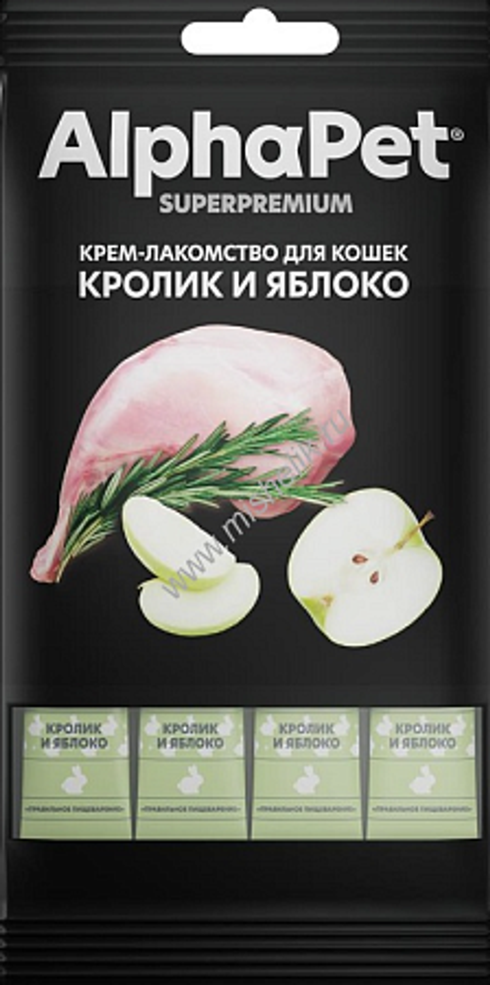 ALPHA PET Superpremium Крем-лакомство для кошек кролик и яблоко 0,048 кг