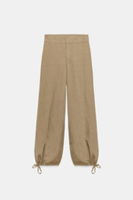 ЛЬНЯНЫЕ БРЮКИ С ШИРОКИМИ ШТАНИНАМИ И ШНУРКАМИ — ZARA