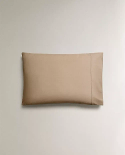ZARA HOME (300 НИТЕЙ) НАВОЛОЧКА ИЗ ХЛОПКА ПЕРКАЛЬ, БЕЖЕВЫЙ