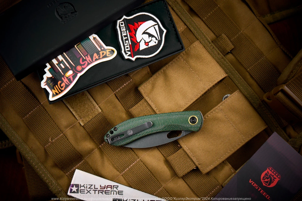 Нож Vosteed Nightshade TH сталь Nitro-V BlackWash рукоять Green Micarta