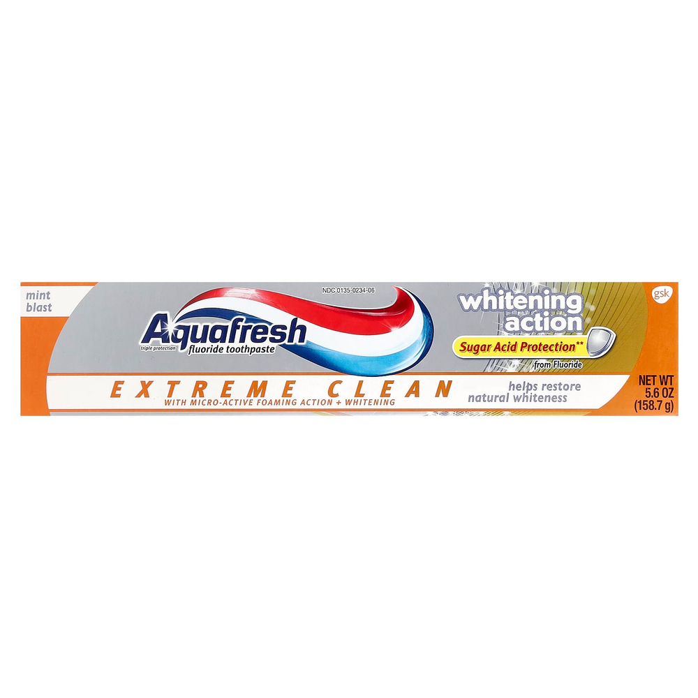 Aquafresh, Экстремально чистая зубная паста с фтором, отбеливающее действие, мятный крем, 158,7 г (5,6 унции)