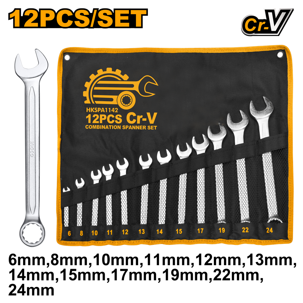Набор комбинированных гаечных ключей INGCO HKSPA1142 INDUSTRIAL 6-24 мм 12 шт. Набор комбинированных гаечных ключей INGCO HKSPA1142 INDUSTRIAL 6-24 мм 12 шт.