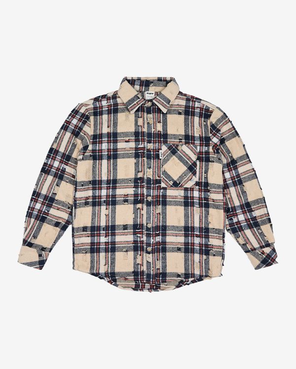 Рубашка ripped plaid бежевая - фото 3