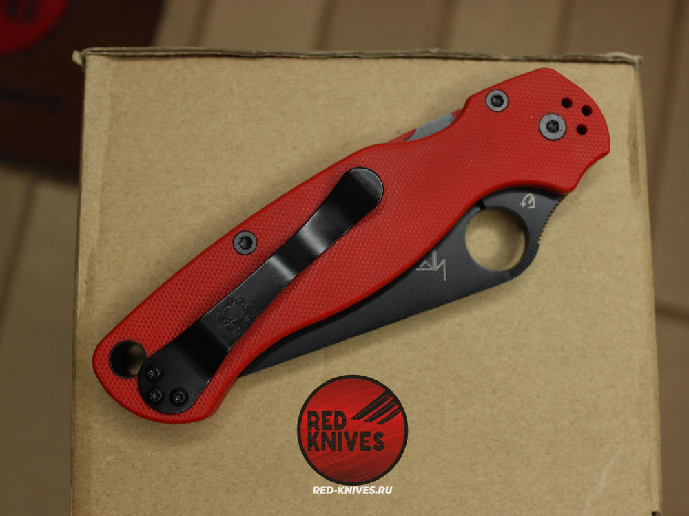 Нож Spyderco Paramilitary 2 G10 - красная рукоять, черный клинок RK/468