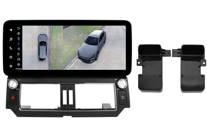 Магнитола для Toyota Land Cruiser Prado 150 2013-2017 (рамка F1) - Teyes LUX ONE 360 монитор 12.3" 2K QLED на Android 10, Быстрая, CarPlay, 4G SIM-слот, 4 камеры в комплекте