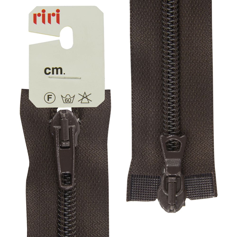 Молния спиральная (витая) RIRI Т6 (6 мм) 2 зам., разъем., 65 см, цв.2226, т.коричневый, 1 шт Молния спиральная (витая) RIRI Т6 (6 мм) 2 зам., разъем., 65 см, цв.2226, т.коричневый, 1 шт