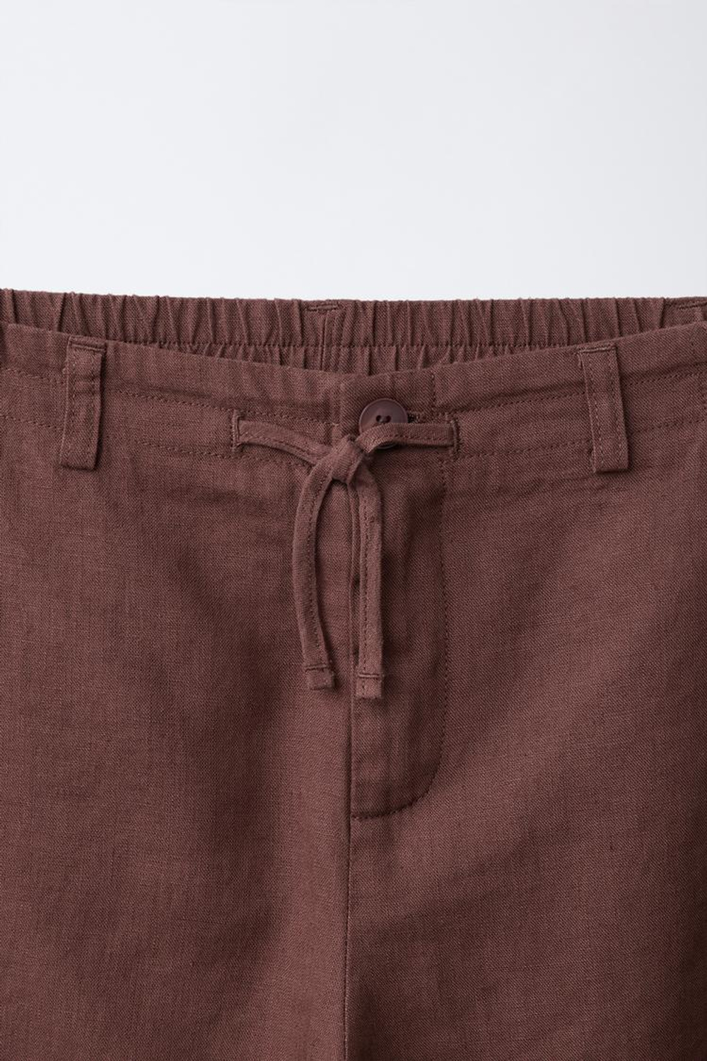ZARA БРЮКИ BARREL ИЗ ЛЬНА, КОРИЧНЕВЫЙ