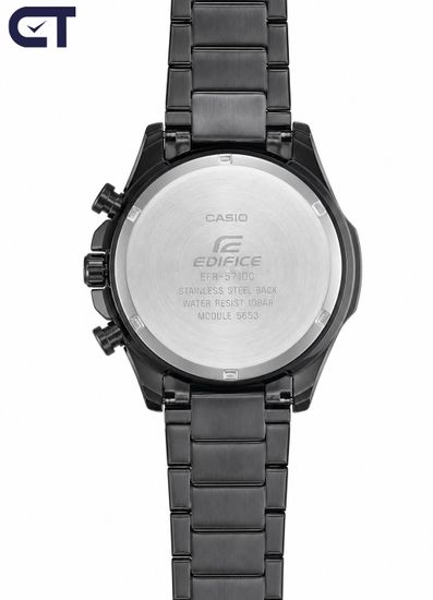 CASIO EFR-571DC-2AVUDF EDIFICE мужские наручные часы — чёрный хронограф с тёмно-синим циферблатом и золотистыми акцентами