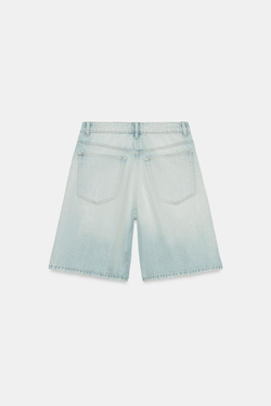 ZARA ДЖИНСОВЫЕ ШОРТЫ TRF BAGGY СО СРЕДНЕЙ ПОСАДКОЙ, ГОЛУБОЙ