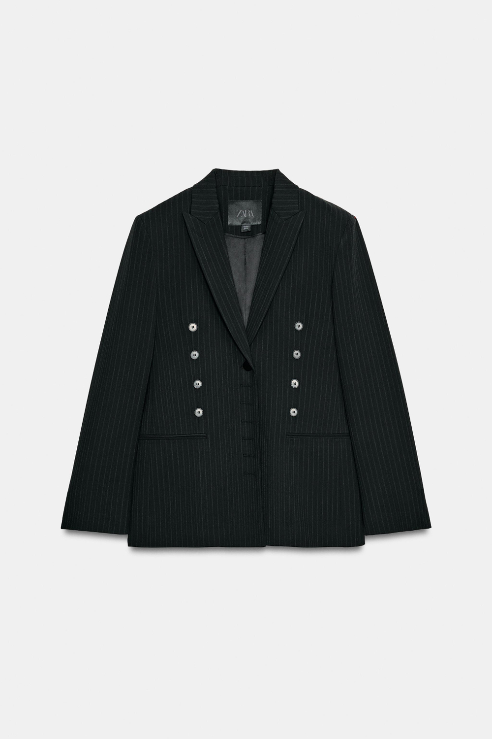 ZARA БЛЕЙЗЕР В ПОЛОСКУ — ZW COLLECTION, ЧЕРНЫЙ