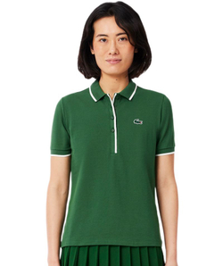 Женское поло Lacoste Regular Fit Tennis Heat Regulating - green/white