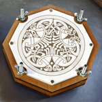 Восьмигранный деревянный пресс «Кельтские птицы» с гравировкой zoomorphic knotwork