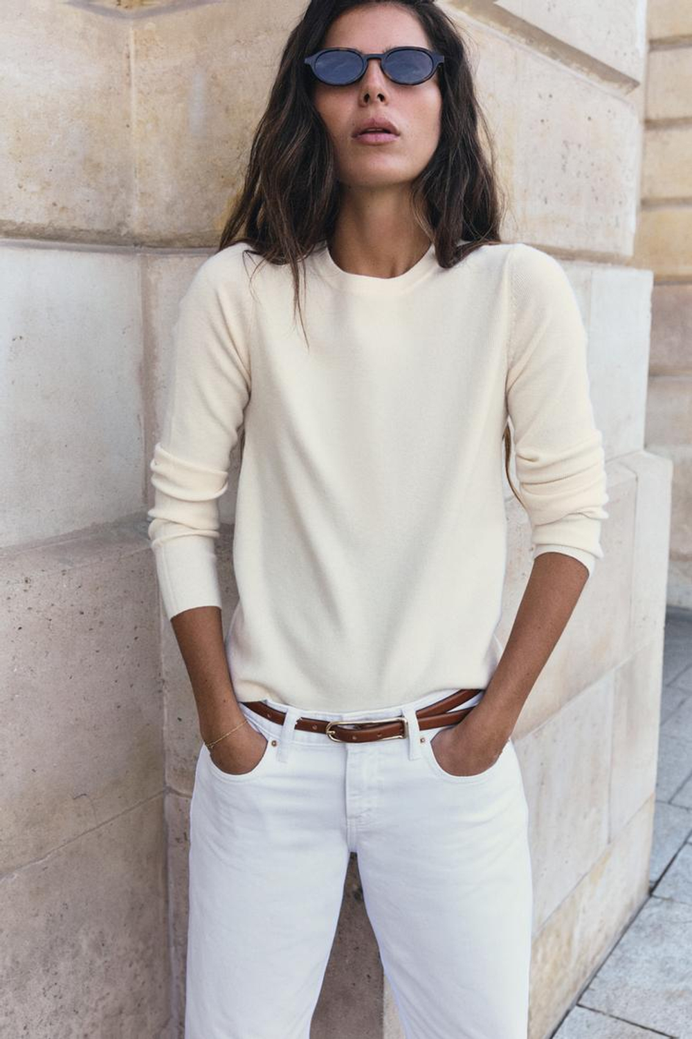 ZARA МЯГКИЙ ТРИКОТАЖНЫЙ СВИТЕР, ЭКРЮ