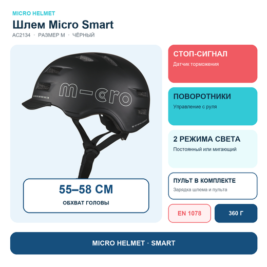 Шлем Micro - Smart M черный