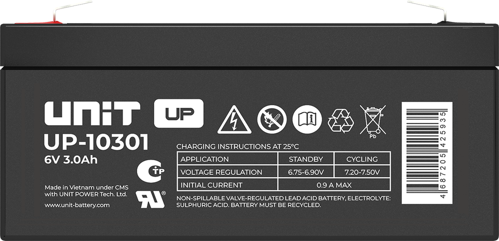 Аккумулятор UNIT UP-10301 - AGM ( 6В / 3Ач )