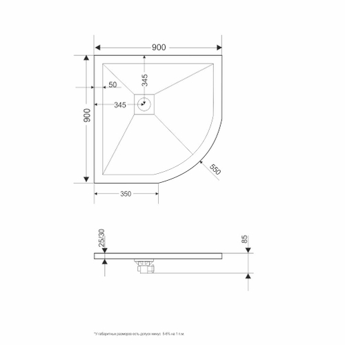 Душевой поддон полукруглый RGW ST/R-Tr Терракот 900x900