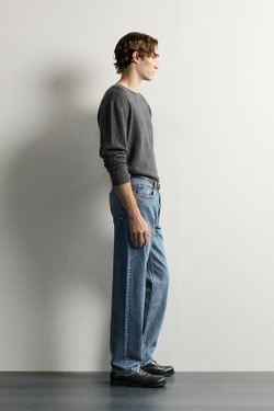 ZARA ДЖИНСЫ STRAIGHT FIT УДЛИНЕННЫЕ, ВЫЦВЕТШИЙ СИНИЙ