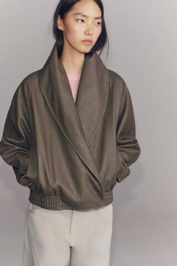 ZARA КУРТКА ИЗ ИСКУССТВЕННОЙ КОЖИ — ZW COLLECTIO, СЕРЫЙ
