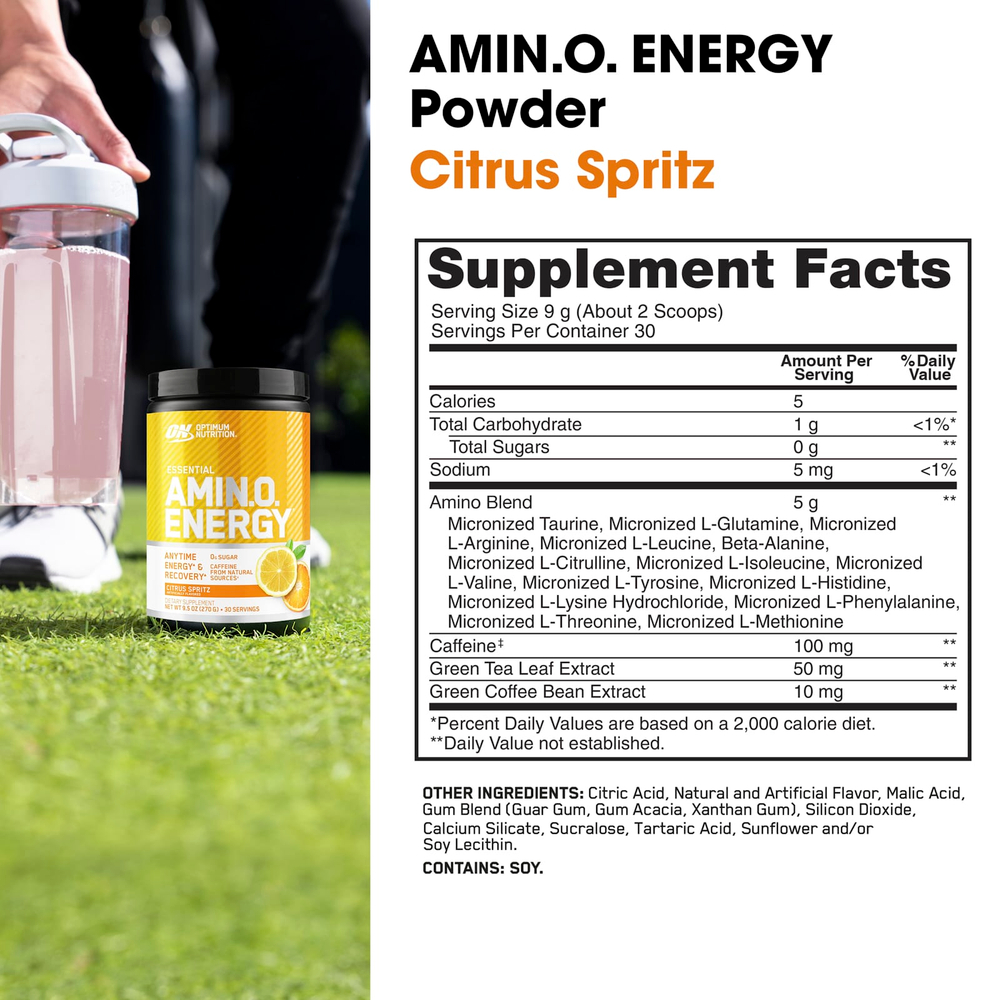Optimum Nutrition, Essential Amin.O. Energy®, цитрусовый спрей, 270 г (9,5 унции)
