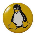 Значок Tux 37 мм круглый, янтарный