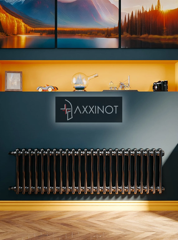 Axxinot Sentir 2037 - двухтрубный трубчатый радиатор высотой 370 мм, боковое подключение, черный