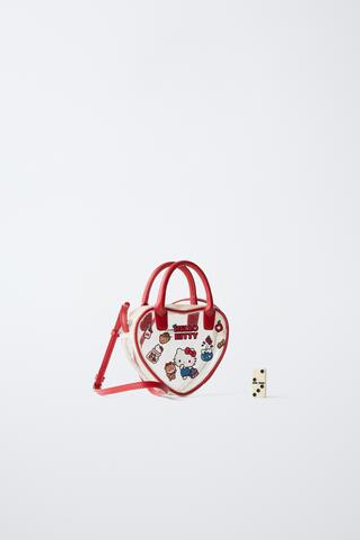 ZARA СУМКА С ПЛЕЧЕВЫМ РЕМНЕМ В ФОРМЕ СЕРДЦА HELLO KITTY © SANRIO, КРАСНЫЙ