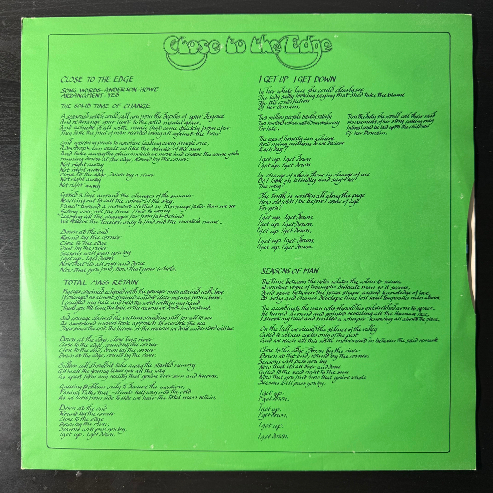 Yes ‎– Close To The Edge (Англия 1975г.)