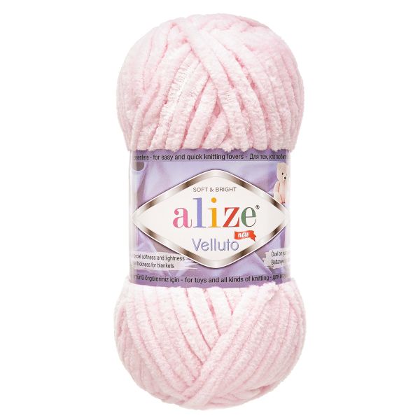 Пряжа Alize (Ализе) Velluto / уп.5 мот. по 100 г, 68м, 031 детский розовый A