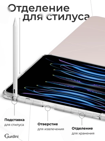 Чехол книжка для Air 4/5/6 (10,9")/iPad Pro 11"(2,3,4 gen) Gurdini Origami Case Розовый