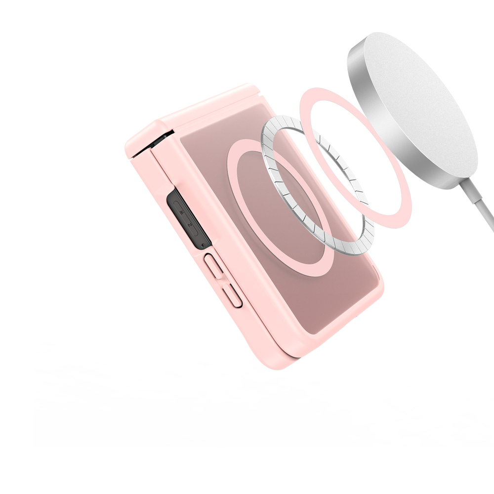Матовый противоударный чехол розового цвета с MagSafe для Samsung Galaxy Z Flip 8, серия Yind Series от Dux Ducis