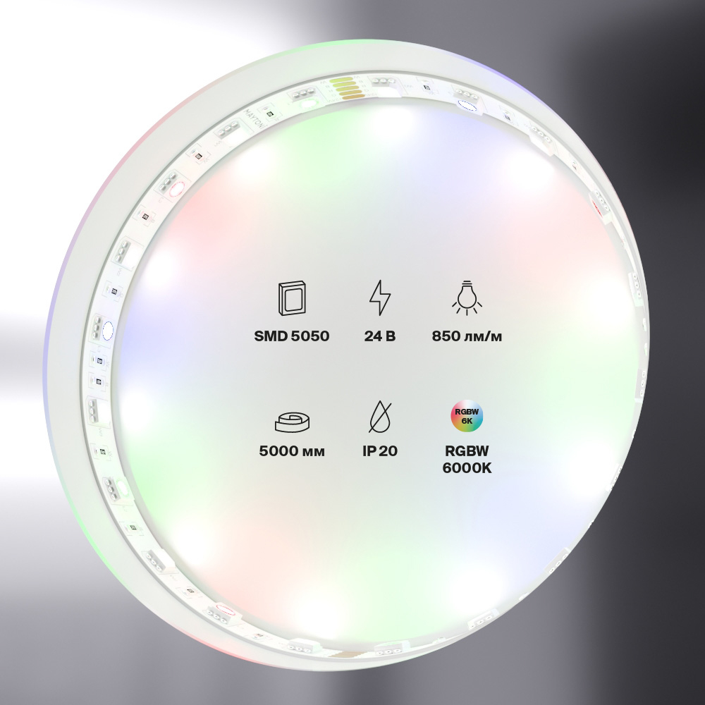 Светодиодная лента Maytoni 24В 5050 14,4Вт/м Цветная (RGB) + 6000K 5м IP20 10178
