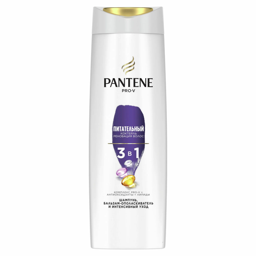 Pantene Шампунь для волос 3в1 Питательный коктейль для тонких и ослабленных волос 360 мл (1832)