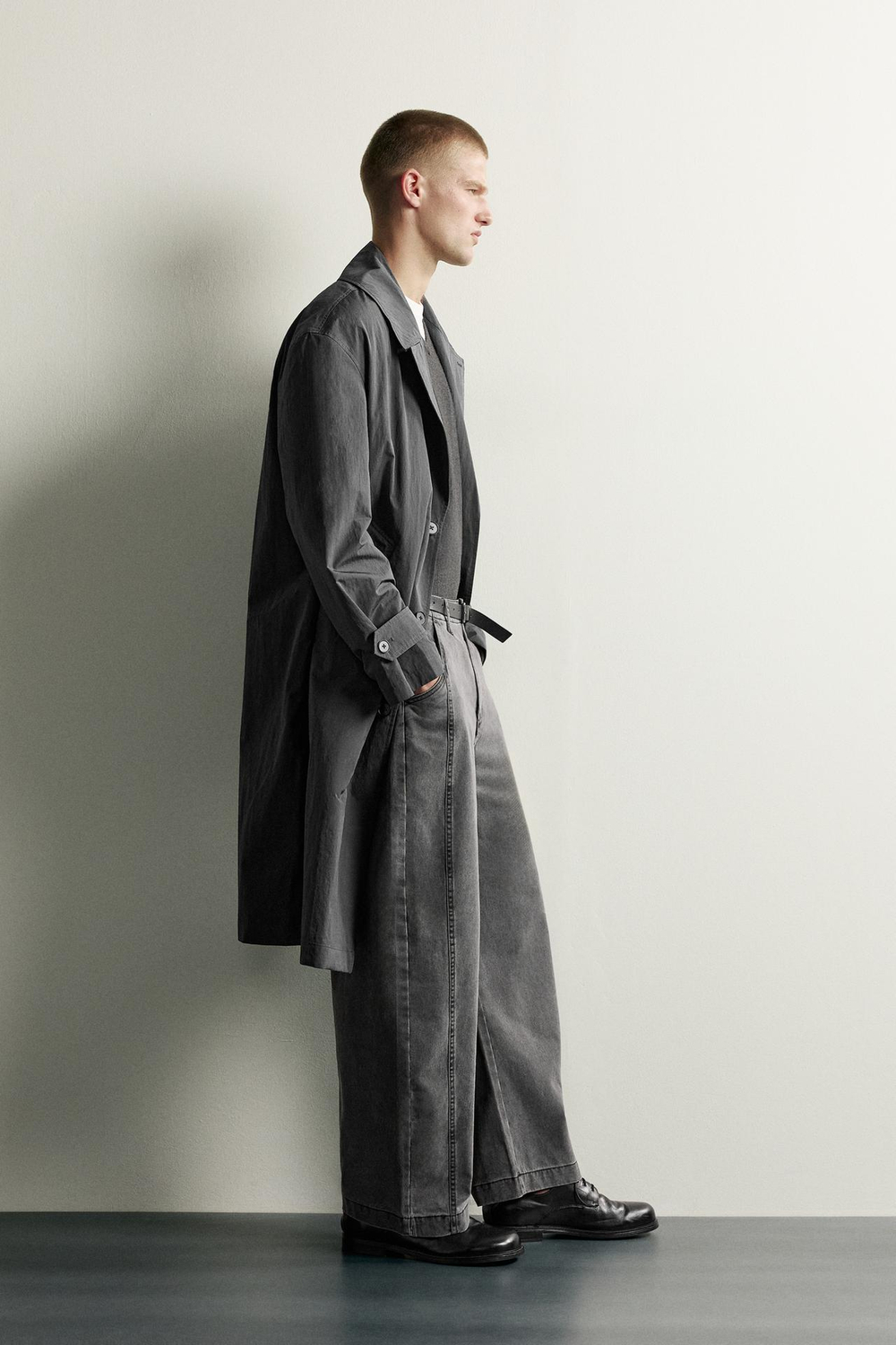 ZARA БРЮКИ BALLOON FIT СО ШВАМИ, ЧЕРНЫЙ