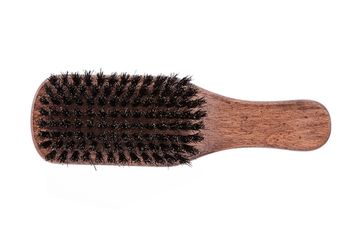 Щетка для укладки волос и бороды DEWAL "BARBER STYLE", с ручкой ,натуральная щетина, 8-рядная