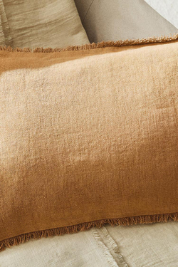 ZARA HOME ЛЬНЯНОЙ ЧЕХОЛ ДЛЯ ДЕКОРАТИВНОЙ ПОДУШКИ, ЖЕЛТОВАТЫЙ