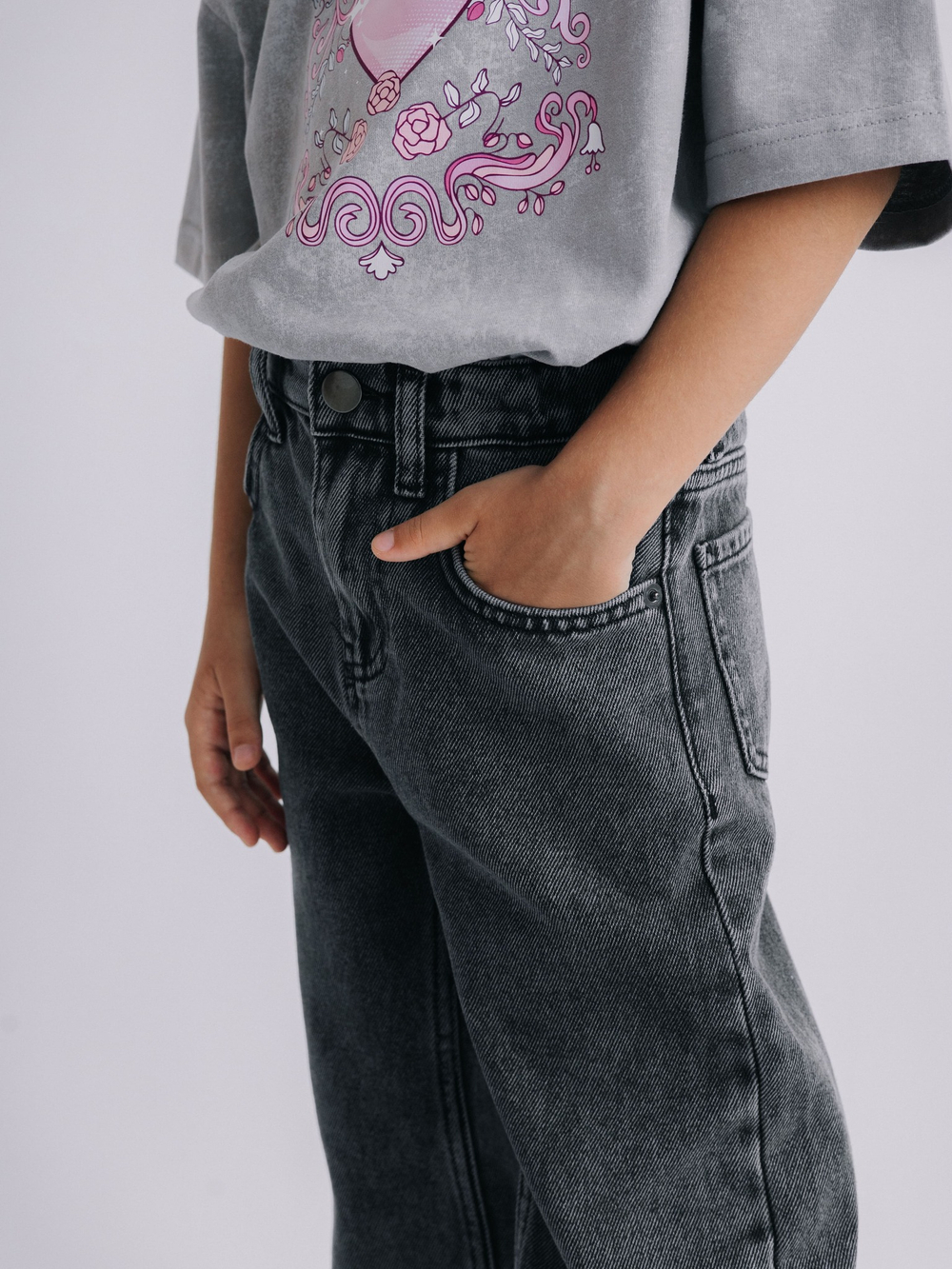 Джинсы широкие | wide leg, Серый