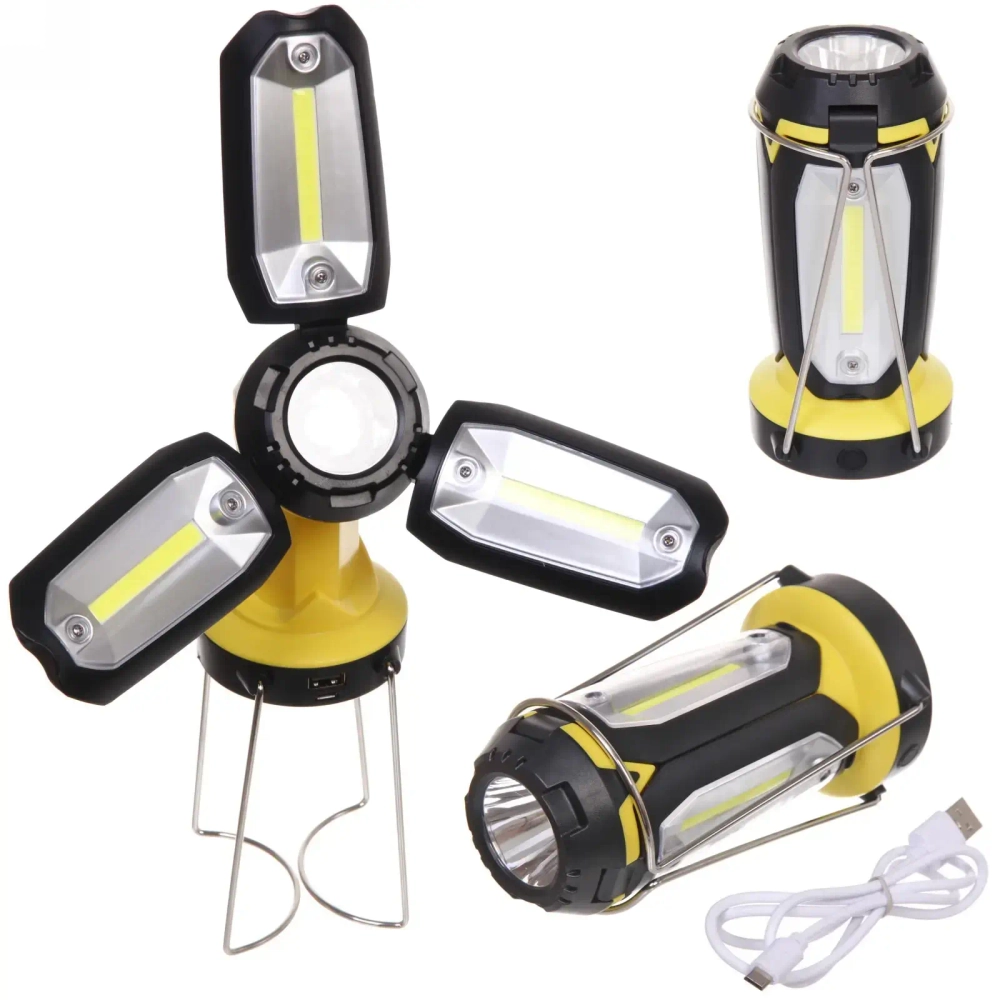 Фонарь туристический 6 режимов 1XPE+3COB, аккумуляторная батарея 1200mAh, 7*14.5см, USB 8801