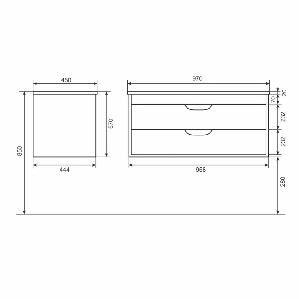 Тумба с раковиной для ванной Uperwood Modul 100 см, подвесная, матовая, черная