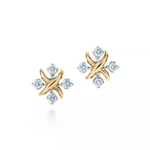 Серьги из жёлтого золота 18k и платины с бриллиантами, Tiffany 💎 Jean Shlumberge Lynn -  В наличии