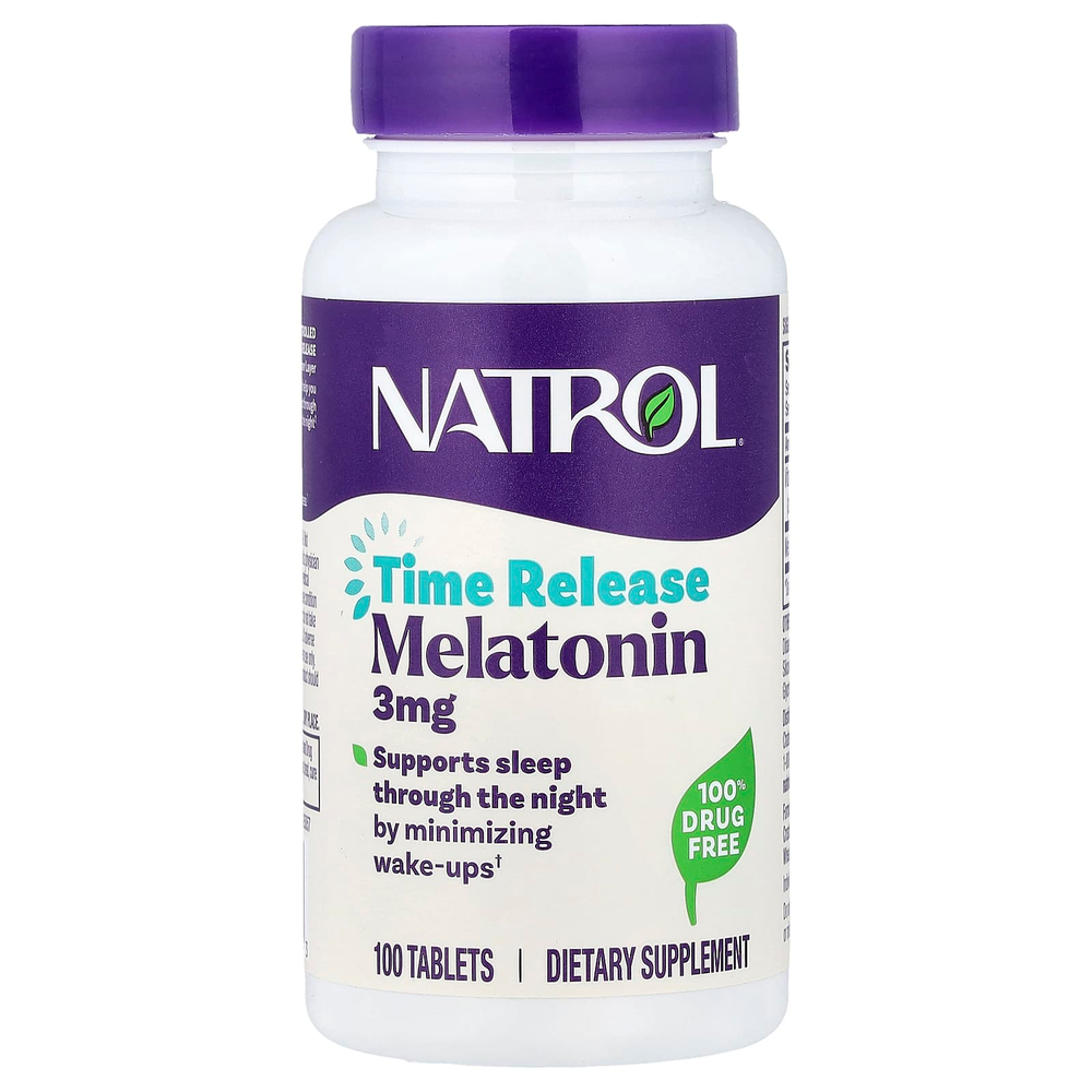 Natrol, мелатонин, медленное высвобождение, 100 таблеток