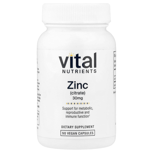 Vital Nutrients, Цинк (цитрат), 30 мг, 90 веганских капсул