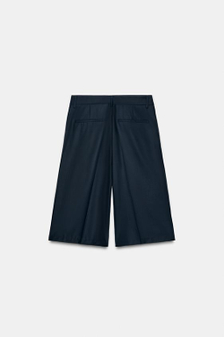 ZARA ПРЯМЫЕ ШОРТЫ СО СКЛАДКАМИ, МОРСКОЙ СИНИЙ