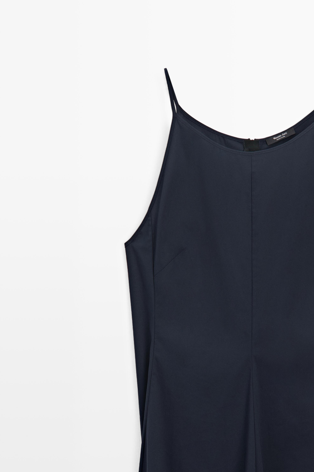Massimo Dutti Платье из поплина на тонких бретелях, синий