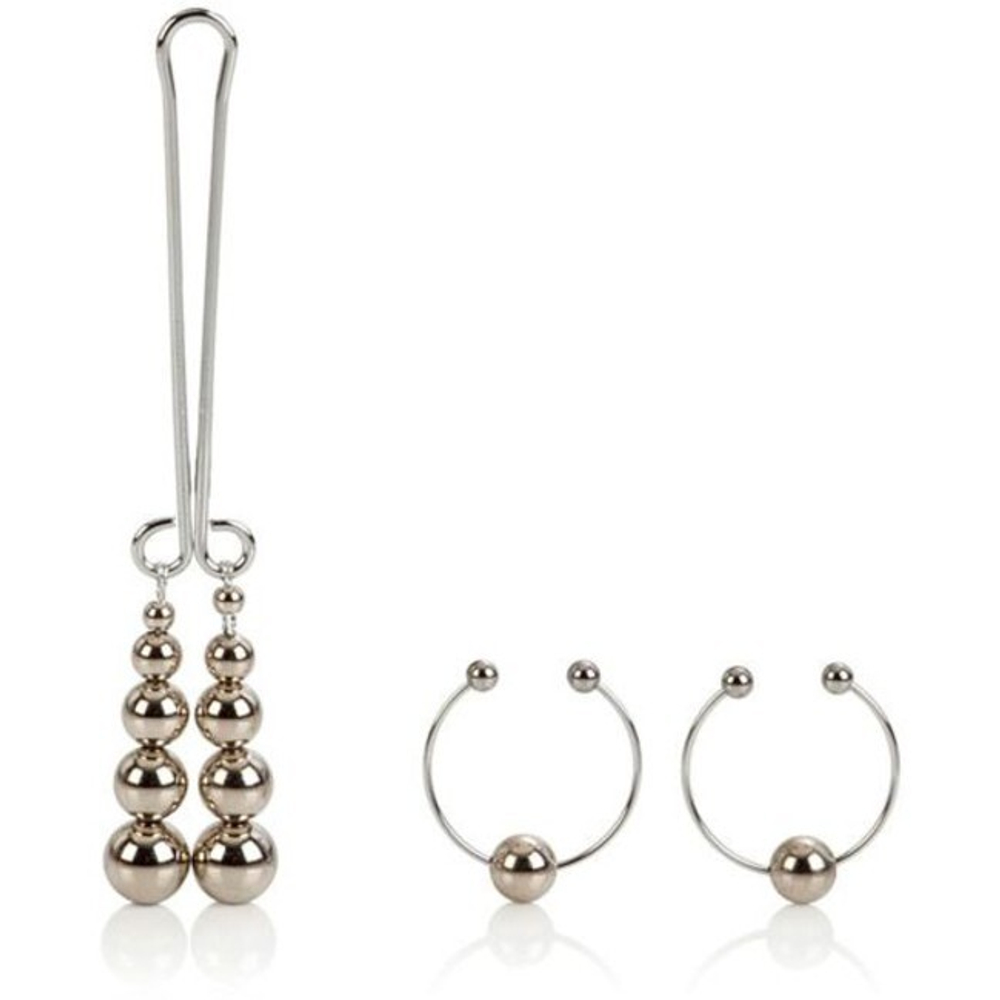 Зажимы на соски и зажим для клитора Nipple and Clitoral Non-Piercing Body Jewelry (Цвет: Серебристый)
